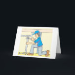 Carte Dessin animé de Friendly Plumber<br><div class="desc">A cute cartoon illustration of A Friendly Plumber Ploming a Water Pipe . This is a perfect unique venin for your loved ones on birthdays or any occasion. Customizing is easy at Zazzle ! Just upload your photo/or add a message (like "I love you" "I miss you" "thank you" "I'm...</div>