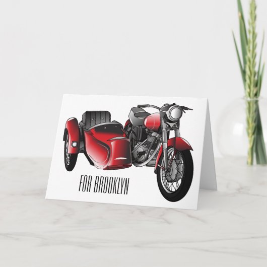 Carte dessin animé de la moto Sidecar (Devant)