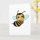 Carte Dessin animé de l'abeille mignonne (Fleur jaune)