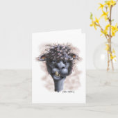 Carte Dessin animé de lama dément (Fleur jaune)