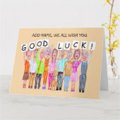Carte Dessin animé de personnes souhaitant bonne chance (Fleur jaune)