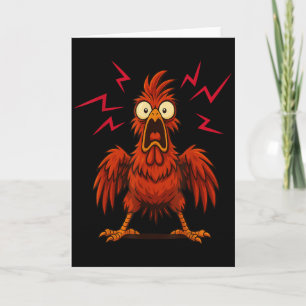 Carte Dessin animé de poulet hurlant drôle de ferme