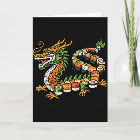 Carte Dessin animé de sushi de dragon japonais pour homm (Devant)