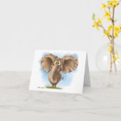 Carte Dessin animé d'éléphant mignon (Fleur jaune)