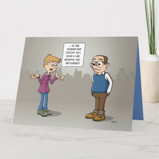 Carte Dessin animé ; demain, j'ai un test Corona. (Devant)