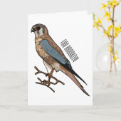 Carte dessin animé d'oiseau-kestrel américain (Fleur jaune)