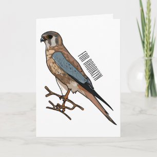 Carte dessin animé d'oiseau-kestrel américain