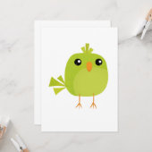 Carte Dessin animé d'oiseau vert (Devant/Arrière en situation)