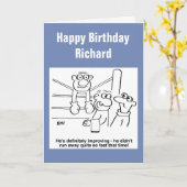 Carte Dessin animé d'un boxeur au tapis (Fleur jaune)