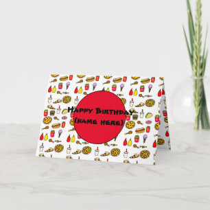 Carte Dessin Animé Fast Food Anniversaire Personnalisé
