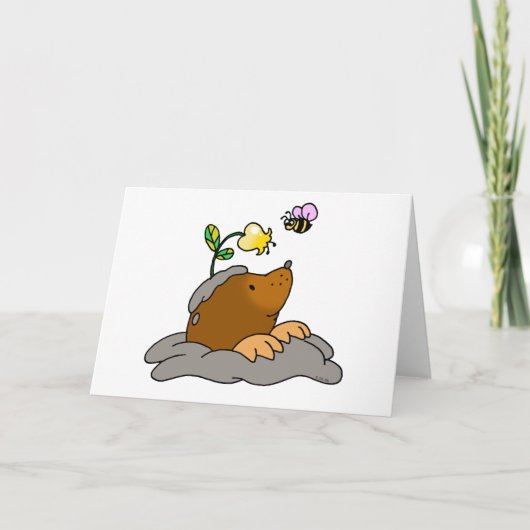 Carte dessin animé mignon avec une abeille à fleurs (Devant)