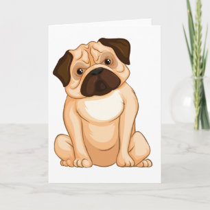 Carte Dessin animé Pug grincheux