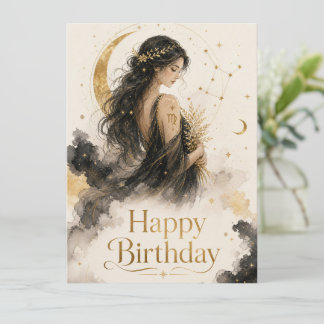 Carte Dessin aquarelle Joyeux Anniversaire Vierge