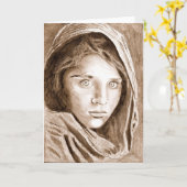 Carte Dessin au crayon de 2004 de la sépia de la réfugié (Fleur jaune)