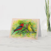 Carte Dessin au crayon de couleur aquarelle des tanagers (Devant)