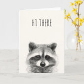 Carte Dessin au crayon Raccoon (Fleur jaune)