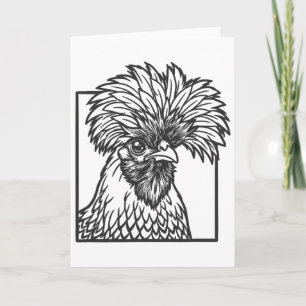 Carte Dessin au trait de poule polonaise - Conception dr