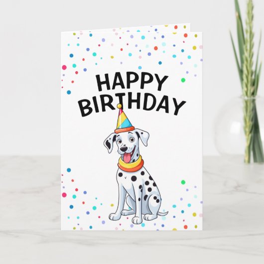 Carte Dessin Chien dalmate avec Casquette de fête Annive (Devant)