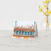 Carte Dessin couleur pastel avec pots de fleurs (Fleur jaune)