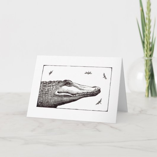 Carte Dessin d'art d'amusement de libellules d'alligator (Devant)
