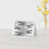 Carte Dessin d'aviation de biplan de Waco par le cygne (Fleur jaune)