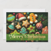 Carte Dessin de balaie Cookies de Noël décorés Vert (Devant)