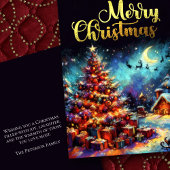 Carte Dessin de chalet Village sapin de Noël