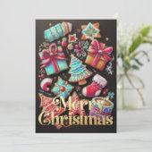 Carte Dessin de chaloupe Cookies de Noël décorés Brown (Debout devant)