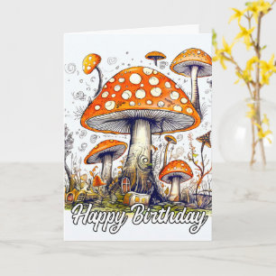 Carte Dessin de champignons forestiers imaginatifs