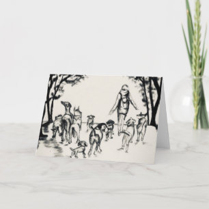 Carte Dessin de charbon de chien de Walker