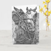 Carte Dessin de cheval de trait de Clydesdale par le (Fleur jaune)