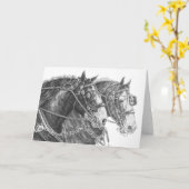 Carte Dessin de cheval de trait de Clydesdale par le (Fleur jaune)