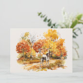 Carte Dessin de chien d'automne à l'aquarelle - Pointer (Debout devant)