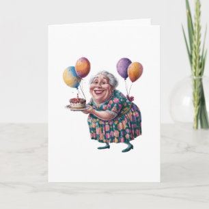 Carte Dessin de fête d'anniversaire de grand-mère drôle