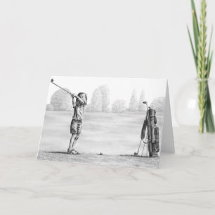 Carte Dessin de golfeur de petite fille par le cygne de
