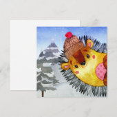 Carte Dessin de hérisson des amis de la forêt d'hiver (Devant / Derrière)