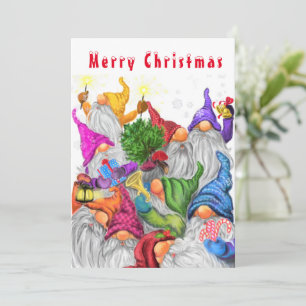 Carte Dessin de la fête Gnome de Noël Joyeux