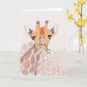 Carte Dessin de la Giraffe mignonne (Fleur jaune)