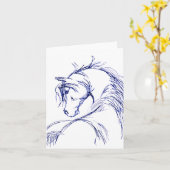 Carte Dessin de la tête d'un cheval d'art (Fleur jaune)