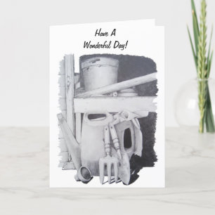 Carte Dessin de la vie encore des outils de jardin pour 