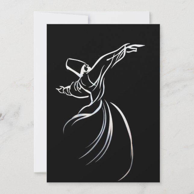 Carte Dessin De Ligne Dervish Style De Calligraphe En Bl (Devant)