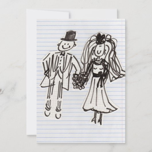 CARTE DESSIN DE MARIAGE MARIÉE ET MARI (Devant)