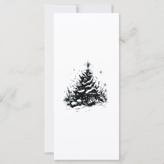 Carte Dessin de Noël noir et blanc (Devant)