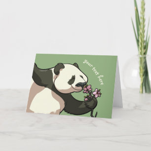 Carte Dessin de Panda Blissant Fleurs de fleurs