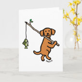 Carte Dessin de pêche Fox Red Labrador (Fleur jaune)