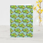 Carte Dessin de poisson vert de dessin animé drôle (Fleur jaune)
