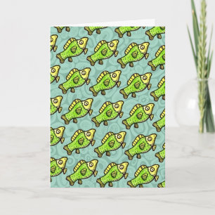 Carte Dessin de poisson vert de dessin animé drôle