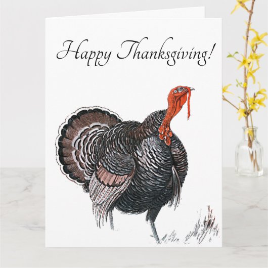 Carte Dessin de Turquie Vintage bon thanksgiving (Fleur jaune)
