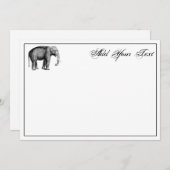 Carte Dessin d'éléphant vintage (Devant / Derrière)