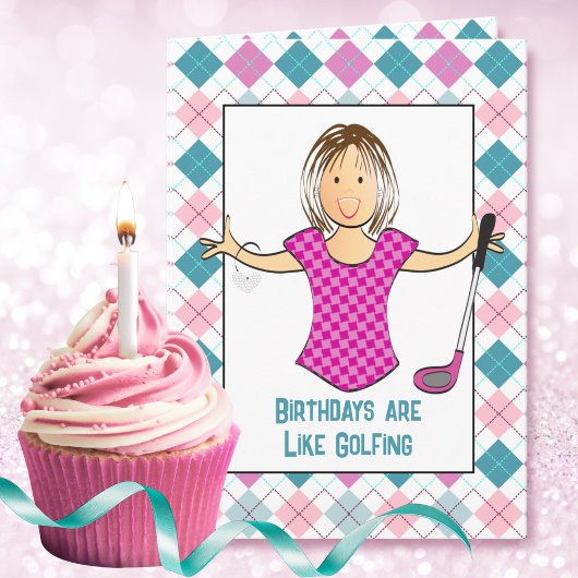 Carte Dessin Drôle Femme De Golf Dit Anniversaire